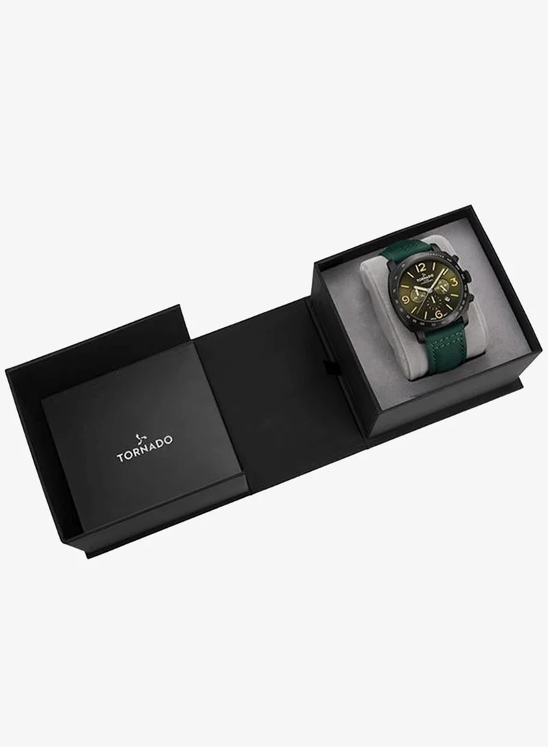 Tornado Green Men's Psuede Leather strap Chronograph Watch T9102-BLHH - 43mm mm for Men | Best Price UAE