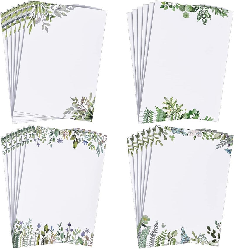 Sureio 200 ورقة ورق stationery ريفي مزين بأوراق خضراء ورق رأسية للكتابة ورق تصميم حدود ورق زينة لطابعة للمكتب المنزل الزفاف 85 × 11 بوصة - Image 1