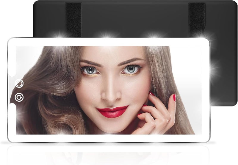 saiggnyy Led Sun Visor Vanity Mirror, Upgraded Large Car Mirrors with Lights, Dimmable Light up Vanity Makeup Mirror for Car,Rechargeable Universal Rear View Visor Mirrors - Image 1