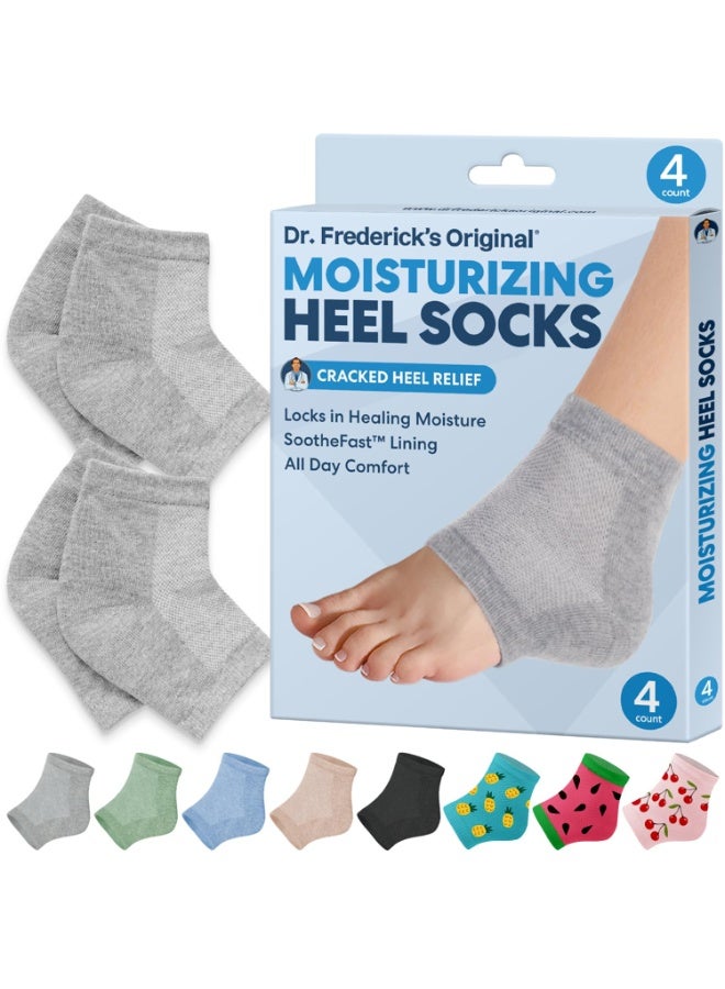 Dr. Frederick's Original Moisturizing Heel Socks For Cracked Heel Treatment - 2 Pairs - Stop Cracked Heels In Their Tracks, Grey - Image 1