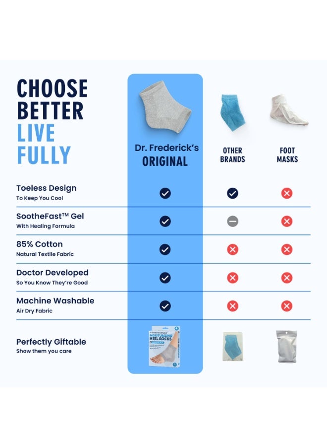 Dr. Frederick's Original Moisturizing Heel Socks For Cracked Heel Treatment - 2 Pairs - Stop Cracked Heels In Their Tracks, Grey - Image 5
