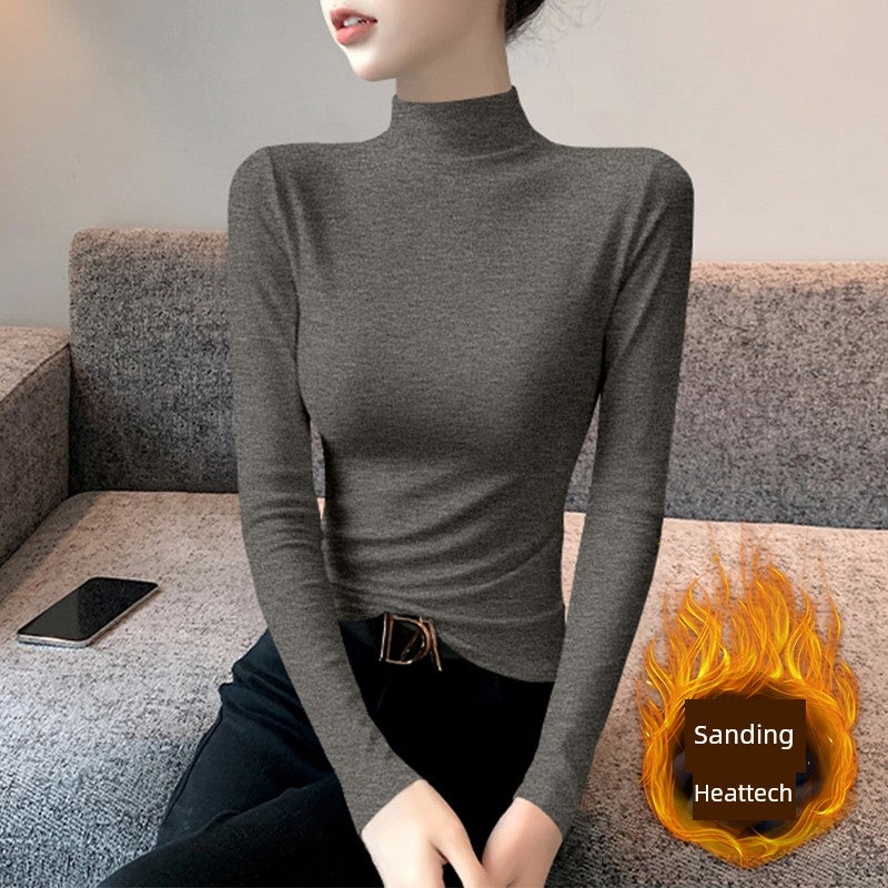 Modal half-turtleneck base shirt women's autumn and winter inner wear slim long-sleeved t-shirt mid-collar trendy top 2025 new style - Image 1