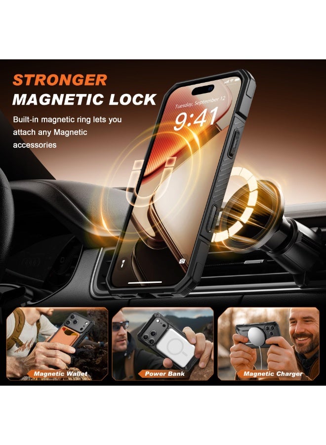 TONGATE for iPhone 17 Pro Max Case with 360° Spin Magnetic Stand, [Compatible with MagSafe][Military-Grade Protection] with Privacy Screen Protector & Camera Control Cover for iPhone 17 ProMax, Black - Image 5