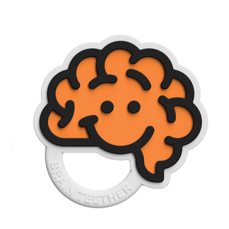Fat Brain Toys Fat Brain Toys Brain Teether Orange Textured Silicone Teether for Babies 