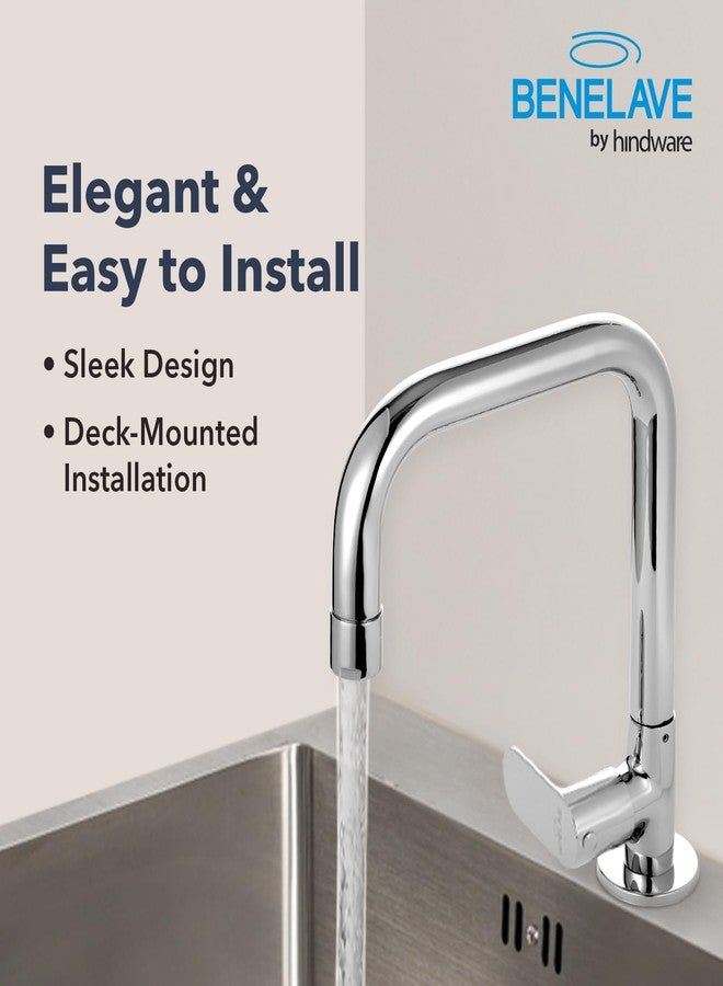 hindware Benelave by Hindware Sink Tap with Raised J-Spout for Kitchen | Made of Brass | Mirror-Like Chrome Polish Finish | Better Reach | Deck Mount Installation | Volga Range | 7-Year Manufacturer Warranty - Image 5