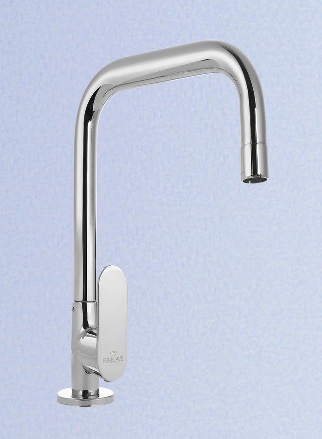 hindware Benelave by Hindware Sink Tap with Raised J-Spout for Kitchen | Made of Brass | Mirror-Like Chrome Polish Finish | Better Reach | Deck Mount Installation | Volga Range | 7-Year Manufacturer Warranty - Image 1