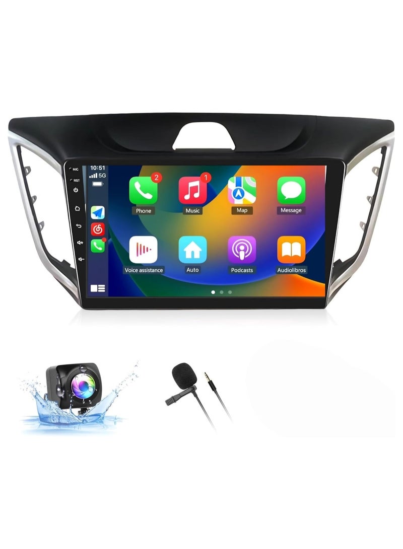 Vierex Android Car Stereo Screen For Hyundai Creta IX25 2015-2019 With CarPlay Android Auto Wireless WiFi 2GB RAM 32GB ROM DSP Radio AM BT HD Camera Included Quick Boot - Image 1