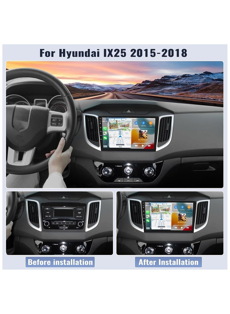 Vierex Android Car Stereo Screen For Hyundai Creta IX25 2015-2019 With CarPlay Android Auto Wireless WiFi 2GB RAM 32GB ROM DSP Radio AM BT HD Camera Included Quick Boot - Image 2