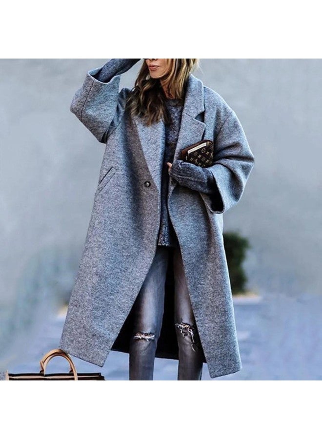 European And American Style Autumn And Winter Long Woolen Coat, Elegant Commuter Style, No Belt, Turn-down Collar, Loose Fit, Green Women's Fashion Coat