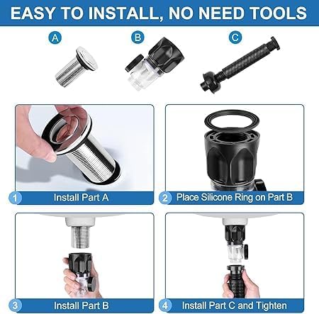 ZAKUDI Sink Drain Pipe, with 2 S-Hooks, Expandable Pipe, P Trap Flexible Sink Drain Pipe, Flexible Sink Drain Tubing for Anti-Odor Bathroom Kitchen Sink Drain & Garbage Disposal. (Black)  - Image 5