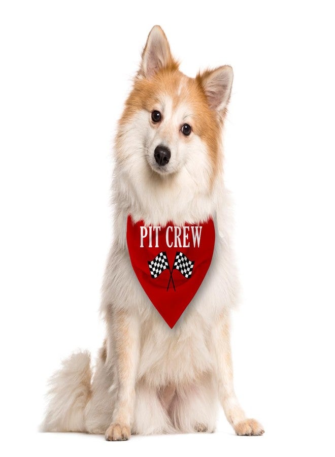 ZPPRJF Pit Crew Dog Bandana - Red Checkered Flags Race Car Design, Funny Cute Triangle Scarf for Large Dogs, Pet Gift (L) - Image 2