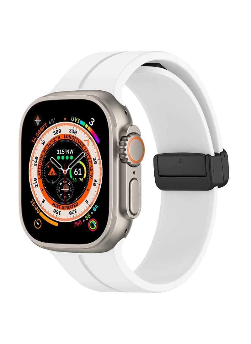 Generic - Magnetic Band for Apple Watch Ultra 49mm 45mm 44mm 42mm, Soft Silicone Sport Strap Men Women Compatible with iWatch Series 8/7/6/5/4/3/2/1/Ultra - Image 1