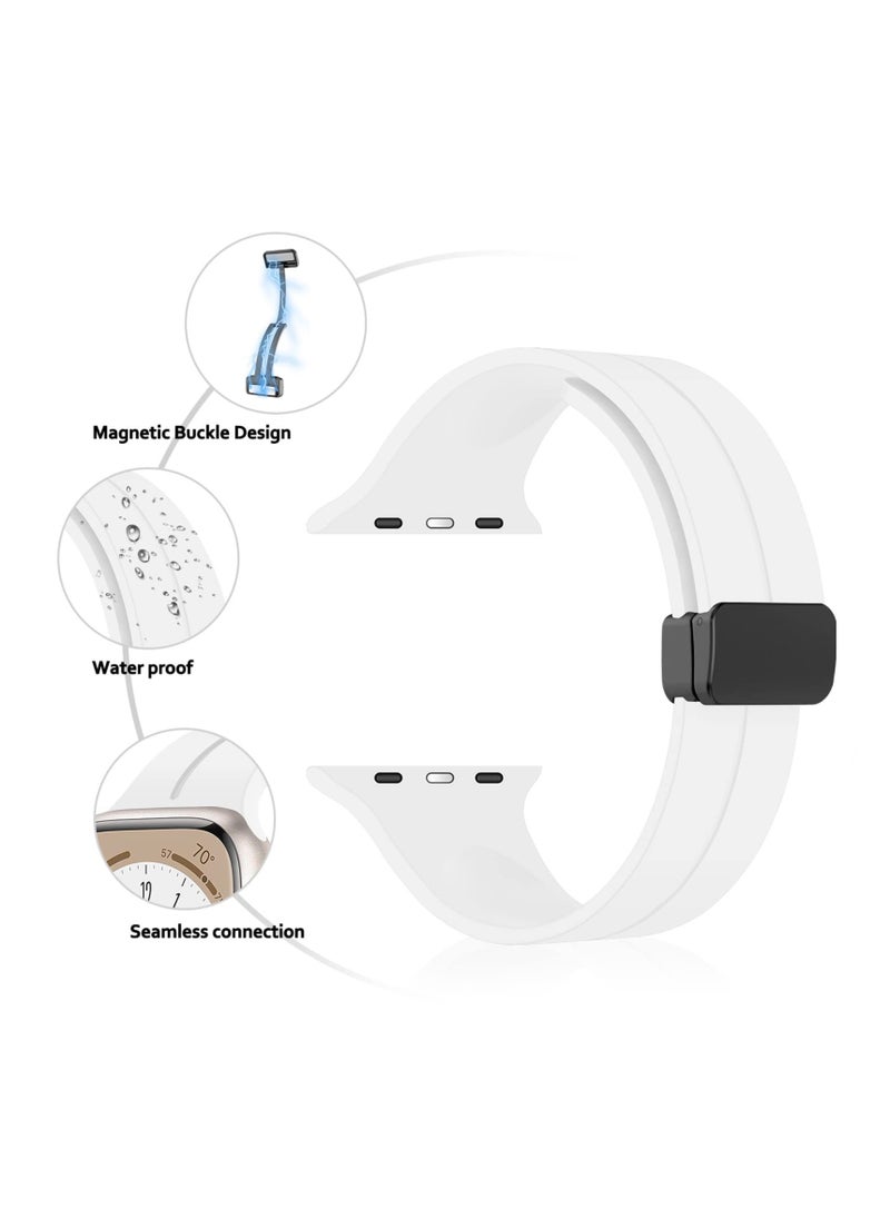 Generic - Magnetic Band for Apple Watch Ultra 49mm 45mm 44mm 42mm, Soft Silicone Sport Strap Men Women Compatible with iWatch Series 8/7/6/5/4/3/2/1/Ultra - Image 1