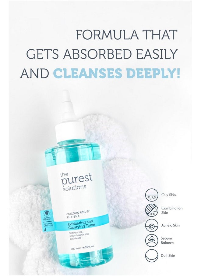 the purest solutions The Purest Solutions Exfoliating and Clarifying Toner (Glycolic Acid 5% AHA + BHA) - for All Skin Types - Balance Sebum Secretion - Reduce Pores Appearance - Vegan | Cruelty Free (6.76 fl. oz)  - Image 3