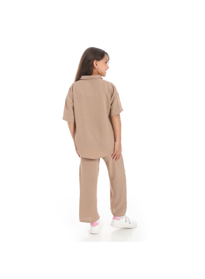 Caesar Girls' half-sleeved suit with front buttons - Image 4