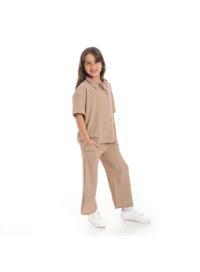 Caesar Girls' half-sleeved suit with front buttons - Image 3