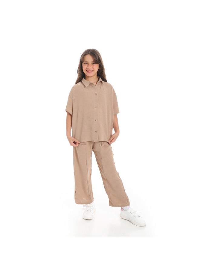 Caesar Girls' half-sleeved suit with front buttons - Image 1