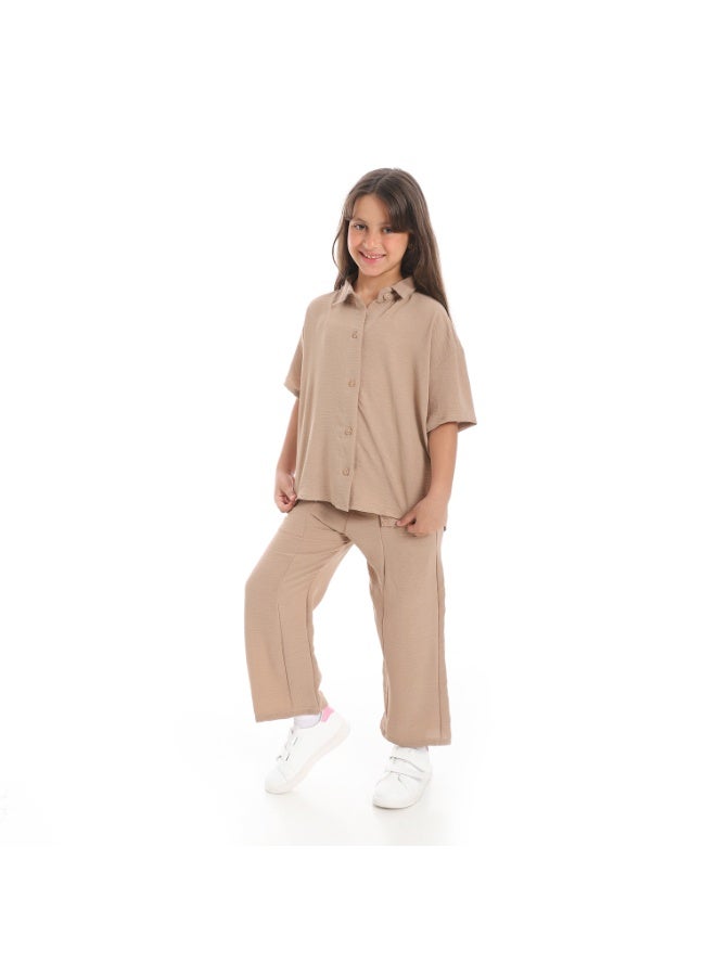 Caesar Girls' half-sleeved suit with front buttons - Image 2