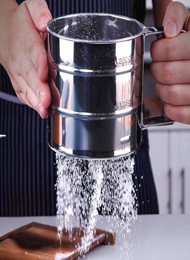 SHOPER ZONE - Flour Sifter/Atta chhani Hand Design Stainless Steel Flour Sifter Corrosion Resistant Large Capacity Flour Sieve Cup for Sugar Flour and Coffee Powder (Atta Chalni) - Image 5