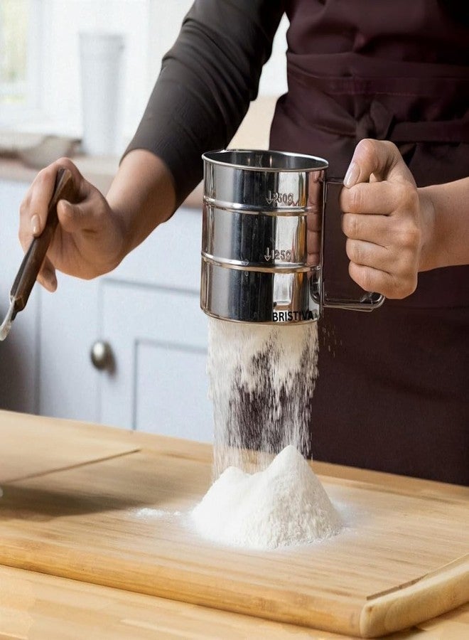 SHOPER ZONE - Flour Sifter/Atta chhani Hand Design Stainless Steel Flour Sifter Corrosion Resistant Large Capacity Flour Sieve Cup for Sugar Flour and Coffee Powder (Atta Chalni) - Image 2