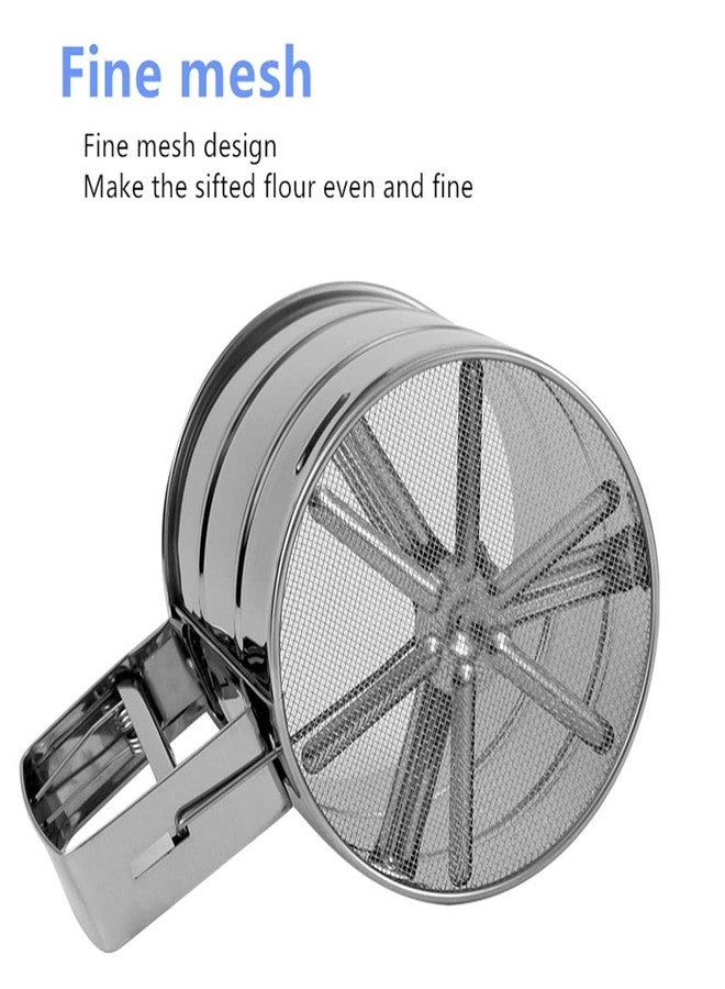 SHOPER ZONE - Flour Sifter/Atta chhani Hand Design Stainless Steel Flour Sifter Corrosion Resistant Large Capacity Flour Sieve Cup for Sugar Flour and Coffee Powder (Atta Chalni) - Image 3