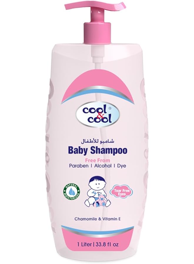 Cool & Cool Baby Shampoo 1Liter Tear Free Alcohol Free Paraben Free Dye Free Chamomile & Vitamin E With Extra Mild Formula - Image 1