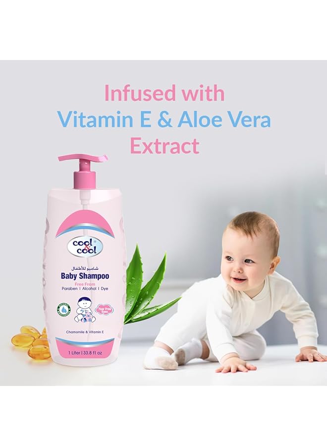 Cool & Cool Baby Shampoo 1Liter Tear Free Alcohol Free Paraben Free Dye Free Chamomile & Vitamin E With Extra Mild Formula - Image 3