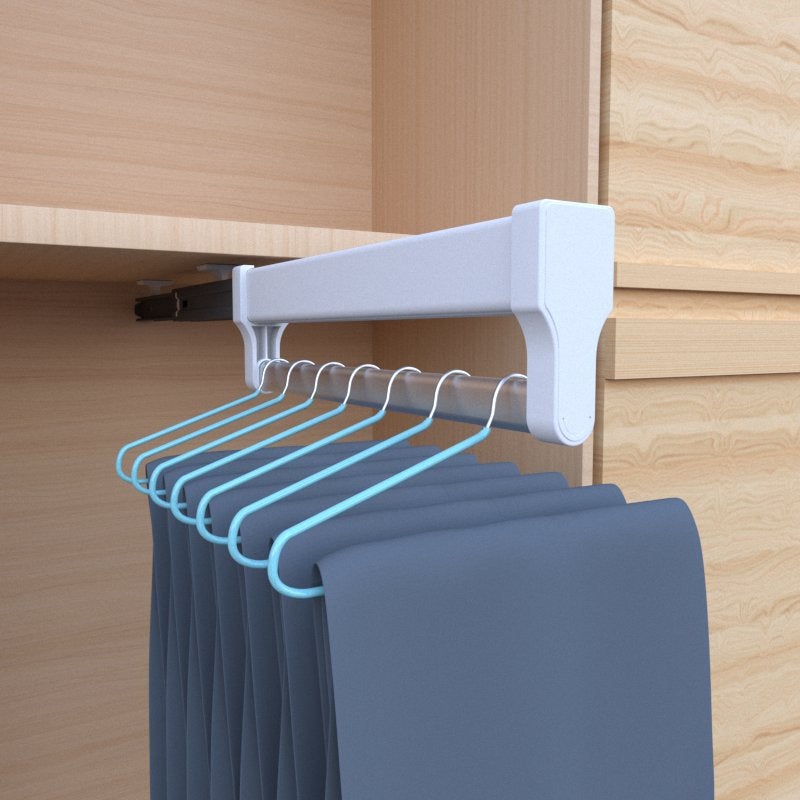 Pull-Out Pants Rack Top-Mounted Telescopic Pants Pull-Out Wardrobe Stainless Steel Slide Rail Push-Pull Pants Hanger Rod - Image 2