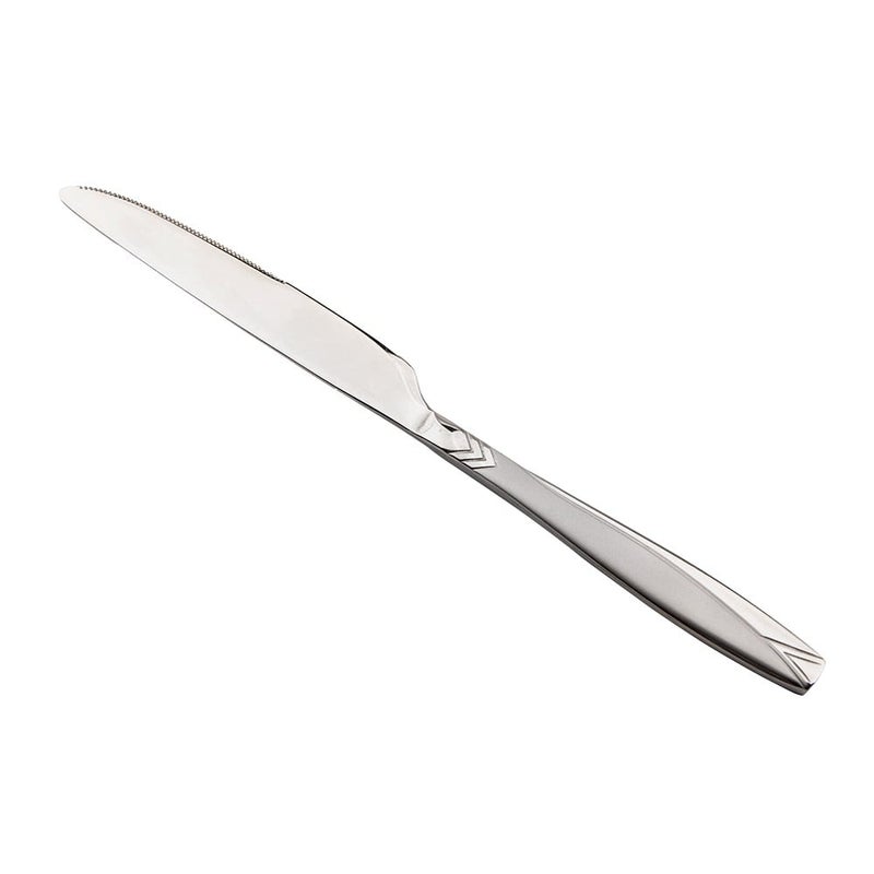 Bister Silver Eating Knife - Stainless Steel Dinner Knife with Decorative Chevron Handle Design, Premium Home Decor for Dining & Special Occasions