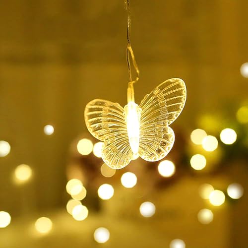 Litehom 14 Butterfly Led Light 3 Meter led Lights for Home Decoration Plug in Fairy String Lights, Diwali Lights for Decoration for Home Still Mode Only Strip Lights (14 Bulb Warm White) - Image 2