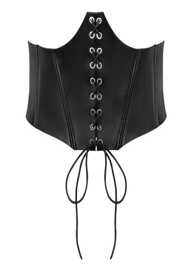 سوزدي حزام مشدّ برباط من SUOSDEY للنساء، حزام خصر عريض مطاطي برباط مطاطي مناسب لأزياء عصر النهضة والهالوين، أسود - Image 1