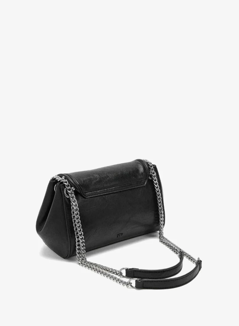 PARFOIS Black Shoulder bag with flap and studs for Women | Best Price UAE