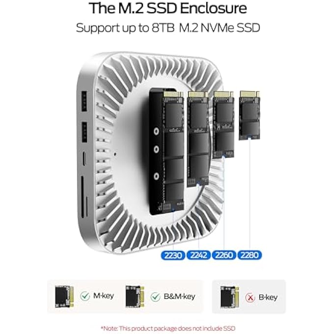 rayihni MAC MINI M4 DOCK ENCLOSURE, 10 IN 1 ALUMINUM STAND HUB, 10GBPS USB-C/A, 4K60HZ HDMI, SD/TF READER, SPACE-SAVING VERTICAL DESIGN - Image 2