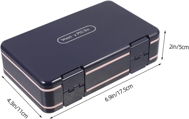 7-Day Tablet Organiser Large Capacity Double-Layer Sealed Pill Box with Compartments for Daily Medicine Vitamins Travel Use Portable Blue Case - Image 2