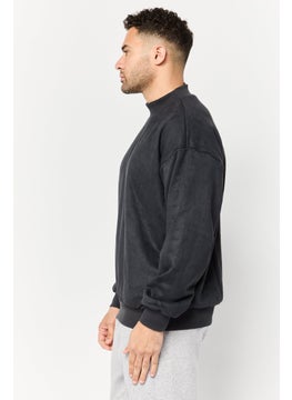 Adidas Men Sportswear Fit Long Sleeve Basketball Sweatshirt, Charcoal  - Image 3