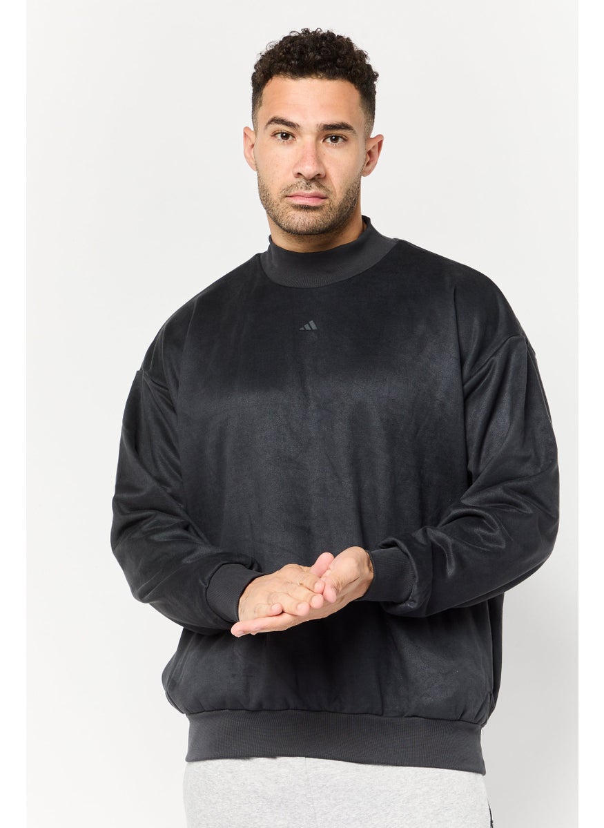 Adidas Men Sportswear Fit Long Sleeve Basketball Sweatshirt, Charcoal  - Image 1