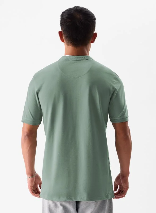 The Souled Store Men Green Mandarin Collar Polo