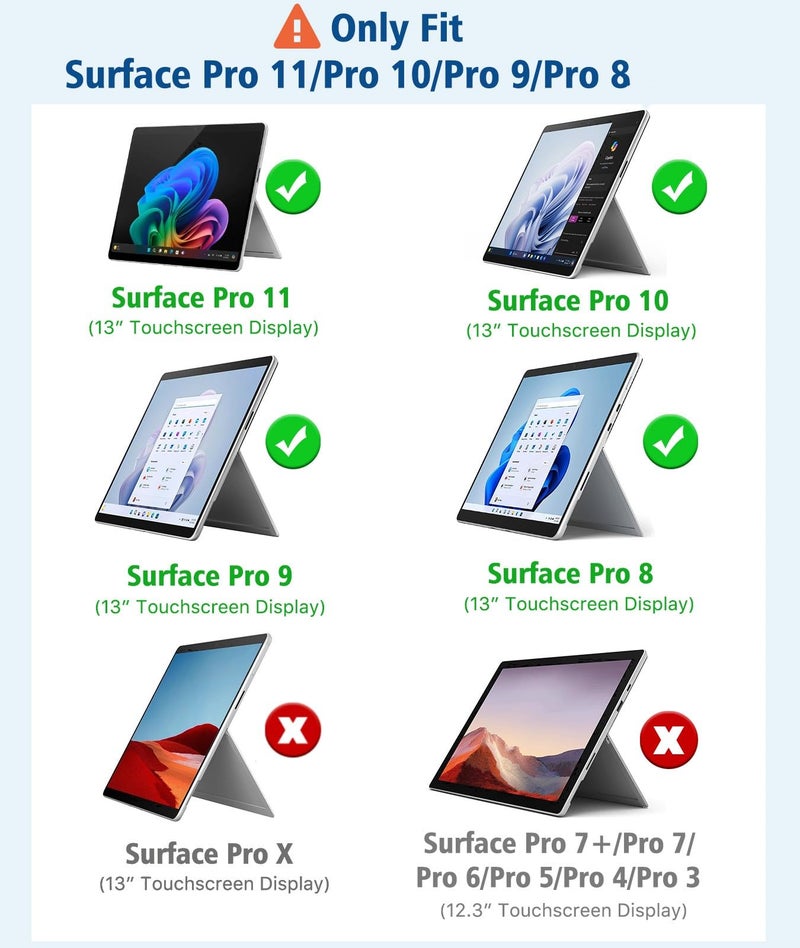 MoKo Tablet Back Skin Stick Decal for Microsoft Surface Pro 11/10 / 9/8 13-Inch Tablet, PU Leather Protective Decal Body Skin Cover for Surface Pro 11/10, Black - Image 2