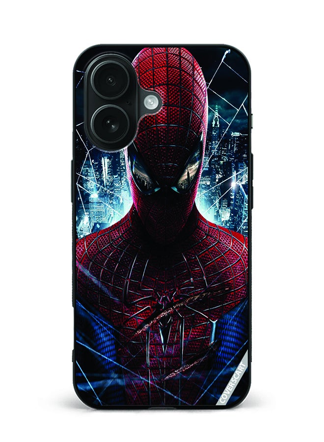 Protective Case Cover For Apple iPhone 16 Plus Spider Man Face Design Multicolour