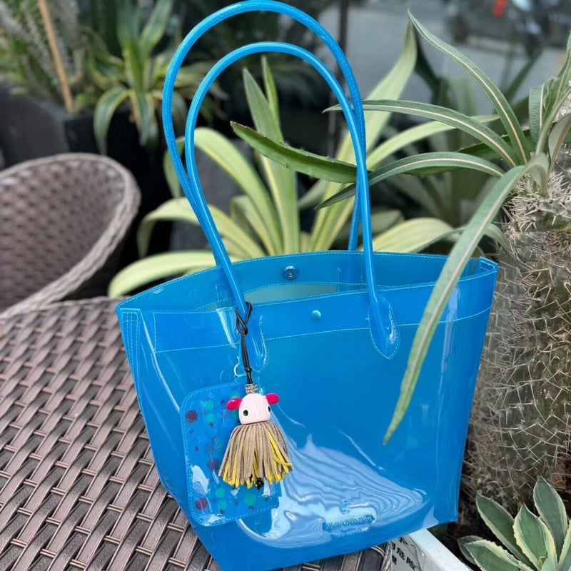 PU Jelly Color Mini Shopper Tote Bag with Crossbody Strap - Image 2