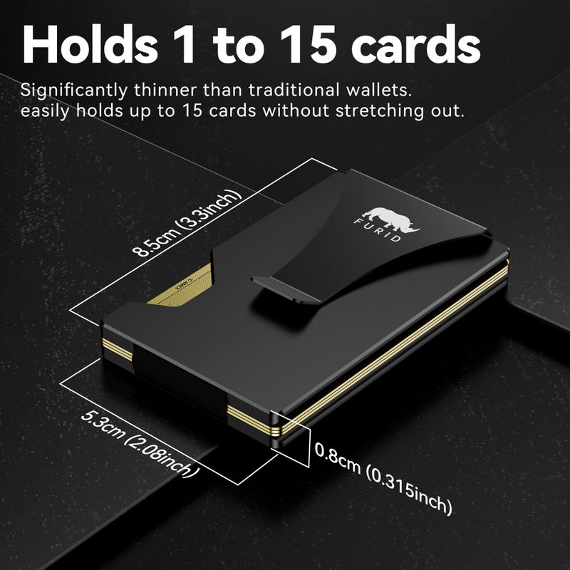 furid Card Wallet for Men Slim Minimalist: Metal Wallets with Money Clip - Rfid Thin Front Pocket Credit Card Holder - Gift for Men Husband Father at Anniversay Brithday - Image 2