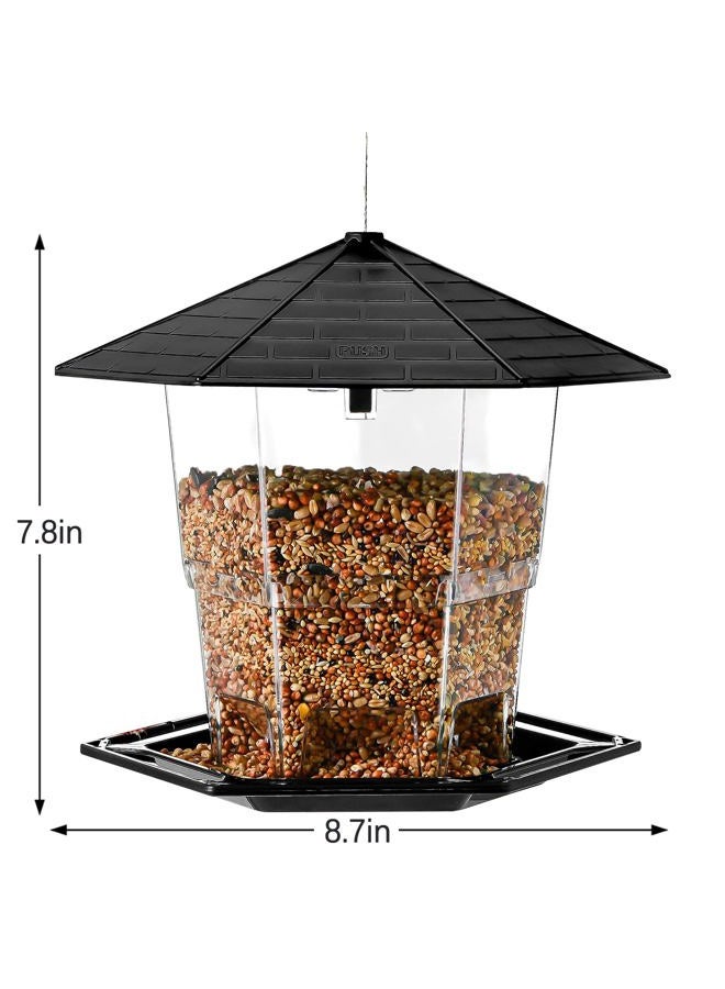 Jealoeur Bird Feeders for Outdoors Hanging, Bird Feeder with a Latch Feature, Wild Bird Seed for Outside Feeders and Garden Decoration Yard for Bird Watchers(Black, 1 Pack) - Image 5
