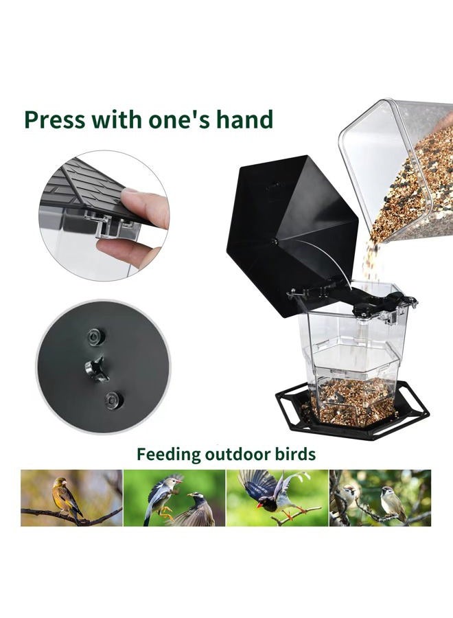 Jealoeur Bird Feeders for Outdoors Hanging, Bird Feeder with a Latch Feature, Wild Bird Seed for Outside Feeders and Garden Decoration Yard for Bird Watchers(Black, 1 Pack) - Image 3