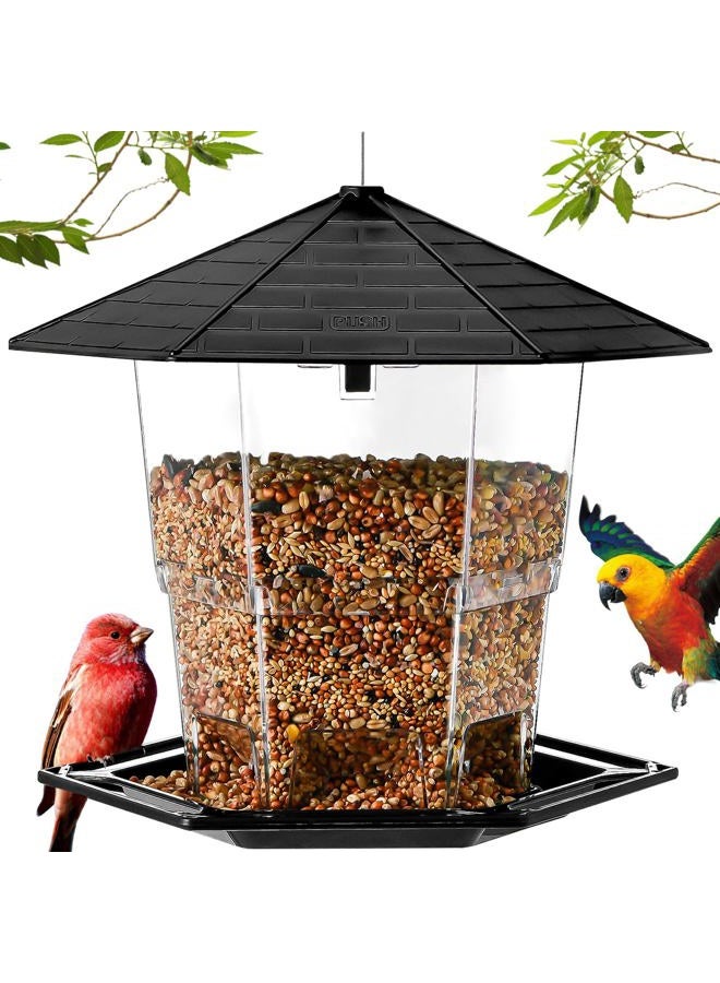 Jealoeur Bird Feeders for Outdoors Hanging, Bird Feeder with a Latch Feature, Wild Bird Seed for Outside Feeders and Garden Decoration Yard for Bird Watchers(Black, 1 Pack) - Image 1
