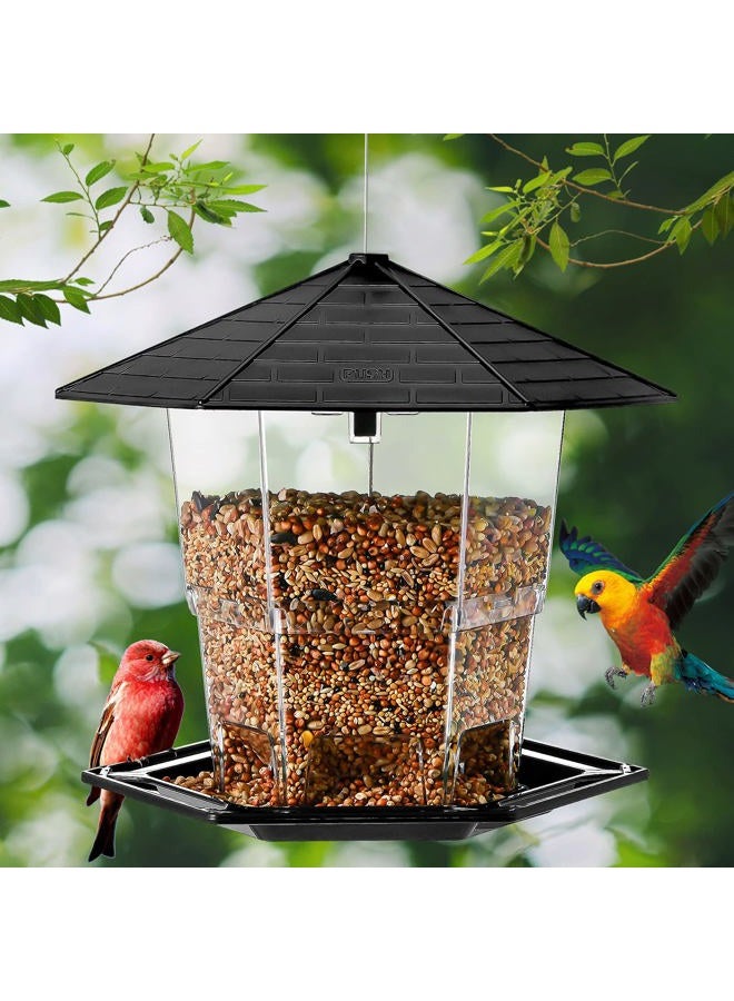 Jealoeur Bird Feeders for Outdoors Hanging, Bird Feeder with a Latch Feature, Wild Bird Seed for Outside Feeders and Garden Decoration Yard for Bird Watchers(Black, 1 Pack) - Image 2