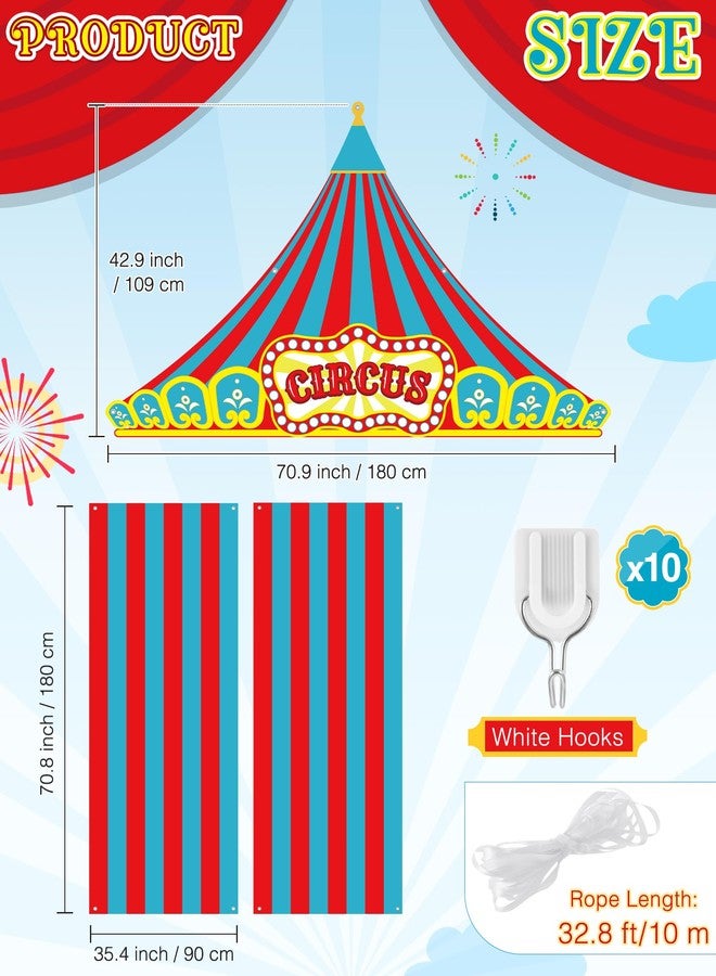 Mindsoft 3 Pcs Carnival Circus Party Decorations Carnival Clown Banner Clown Joker Photo Props Carnival Awning Hanging Banner for Circus Theme birthday Party (Red, Blue, Vintage Style) - Image 2