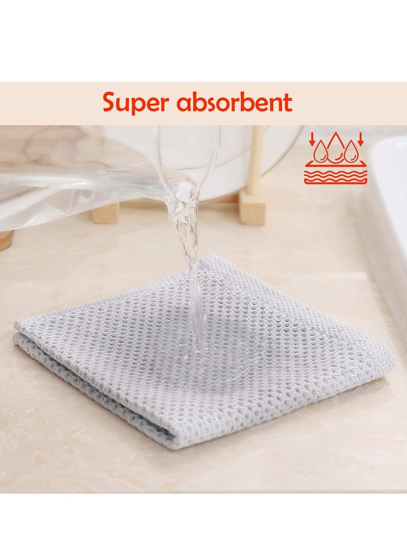 Hoasis Kitchen Dish Cloths,Cotton Waffle Weave, Ultra Soft Absorbent Quick Drying Dish Towels, 34x34cm, 6-Pack, Mixed Color - Image 3