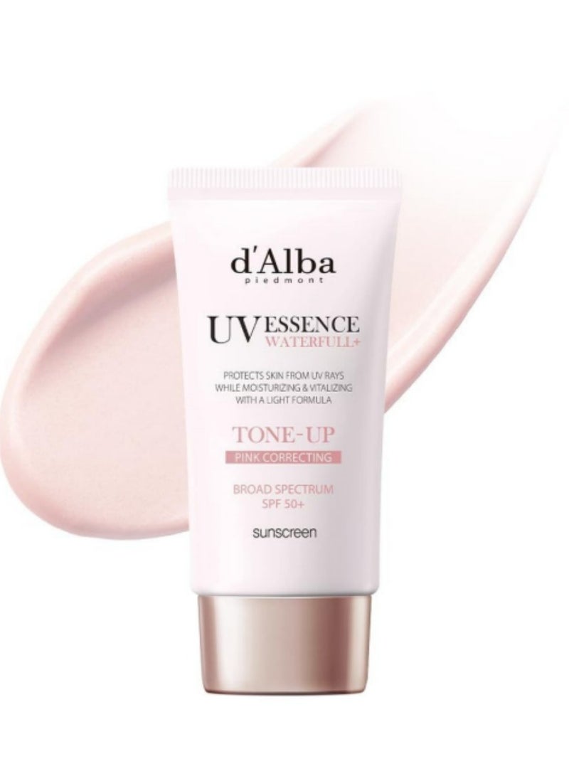 d'alba Piedmont Italian White Truffle Waterfull Tone-up Sunscreen, Vegan Skincare, Tinted Moisturizer with SPF 50+ PA++++, Glowy Sunscreen, Gentle and Safe Use for all Skin Types