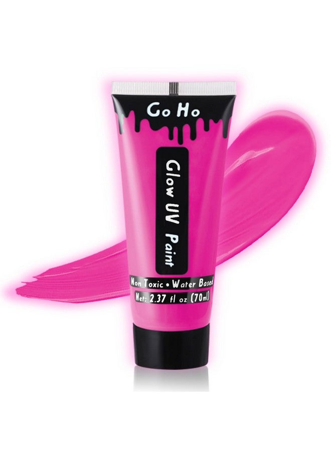 Go Ho Neon Pink Body Paint Washable(2.37Oz,70Ml),Glow Uv Blacklight Face Paint,Water Based Neon Fluorescent Pink Face Paint For Adults Children Sfx Cosplay Costumes Festivals Halloween Makeup - Image 1