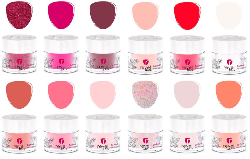 Revel Nail Dip Powder Nail Kit, 12 Pink & Red Shades, Chip Resistant Dip Powder for Nails with Vitamin E and Calcium, DIY Manicure Set, Made in USA - Image 1